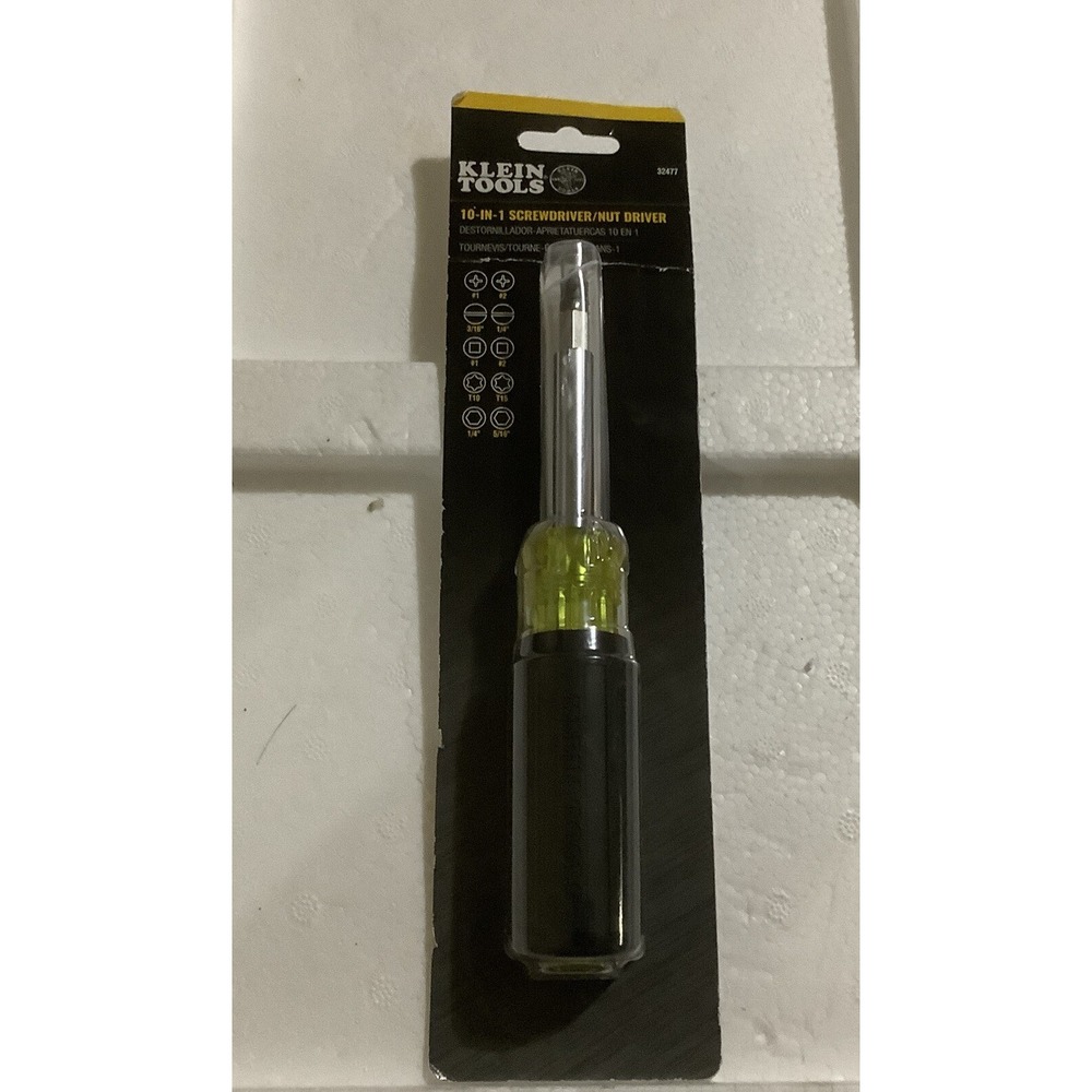 Klein Tools 32477 Multi-Bit Screwdriver / Nut Driver, 10-in-1, Phillips, Slotted